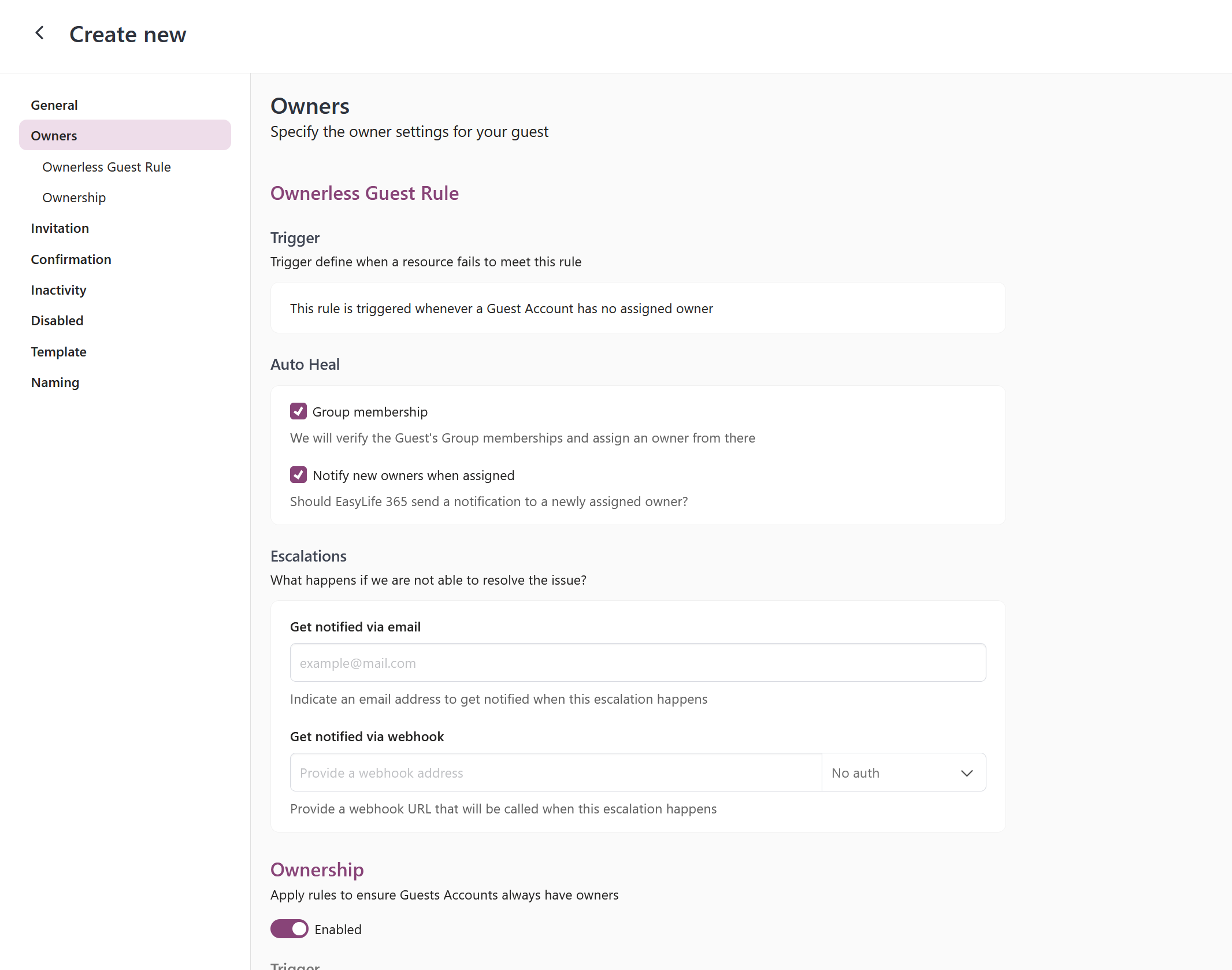 Ownership Policy Details