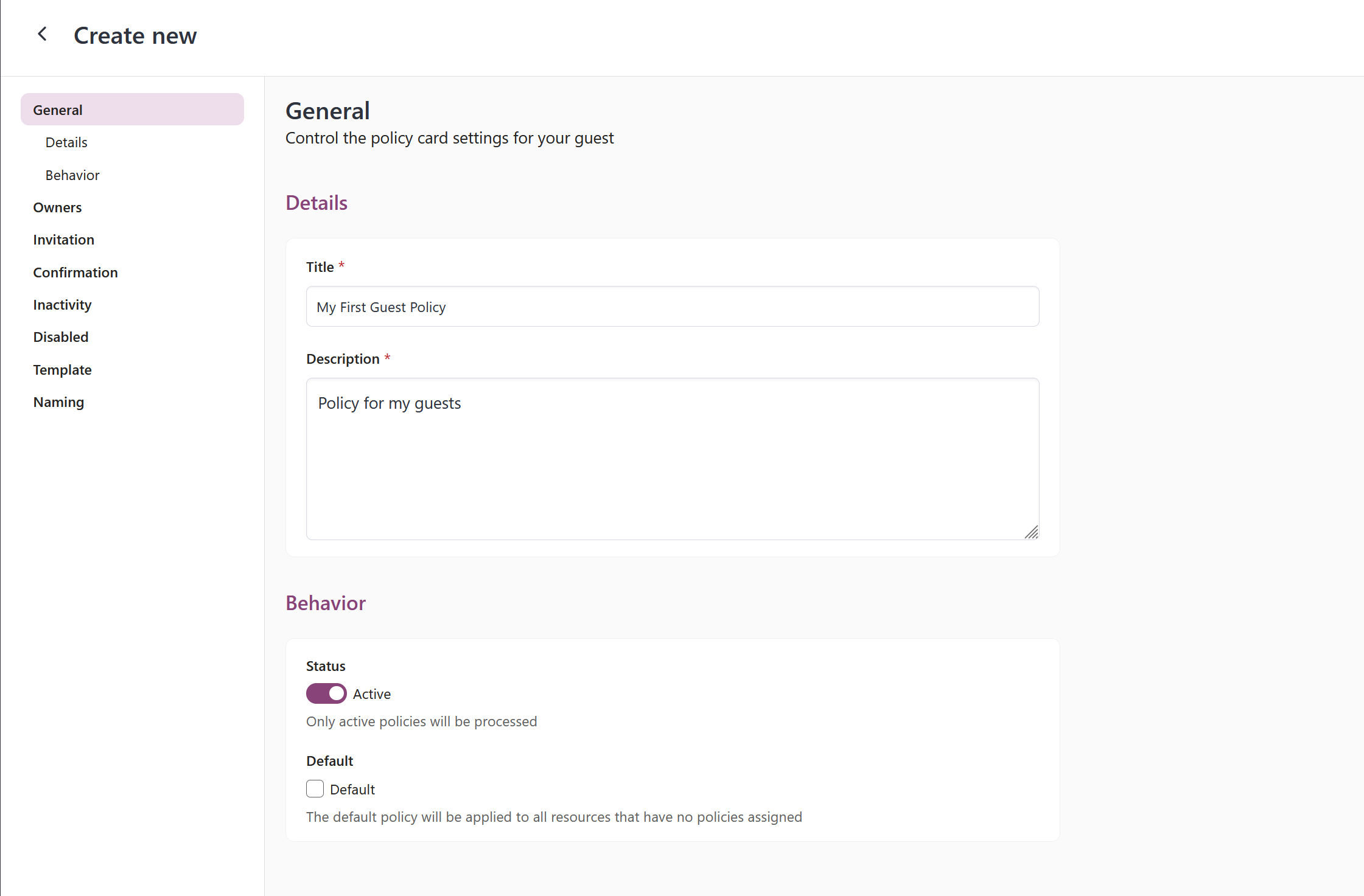 Guest Account Policy Details