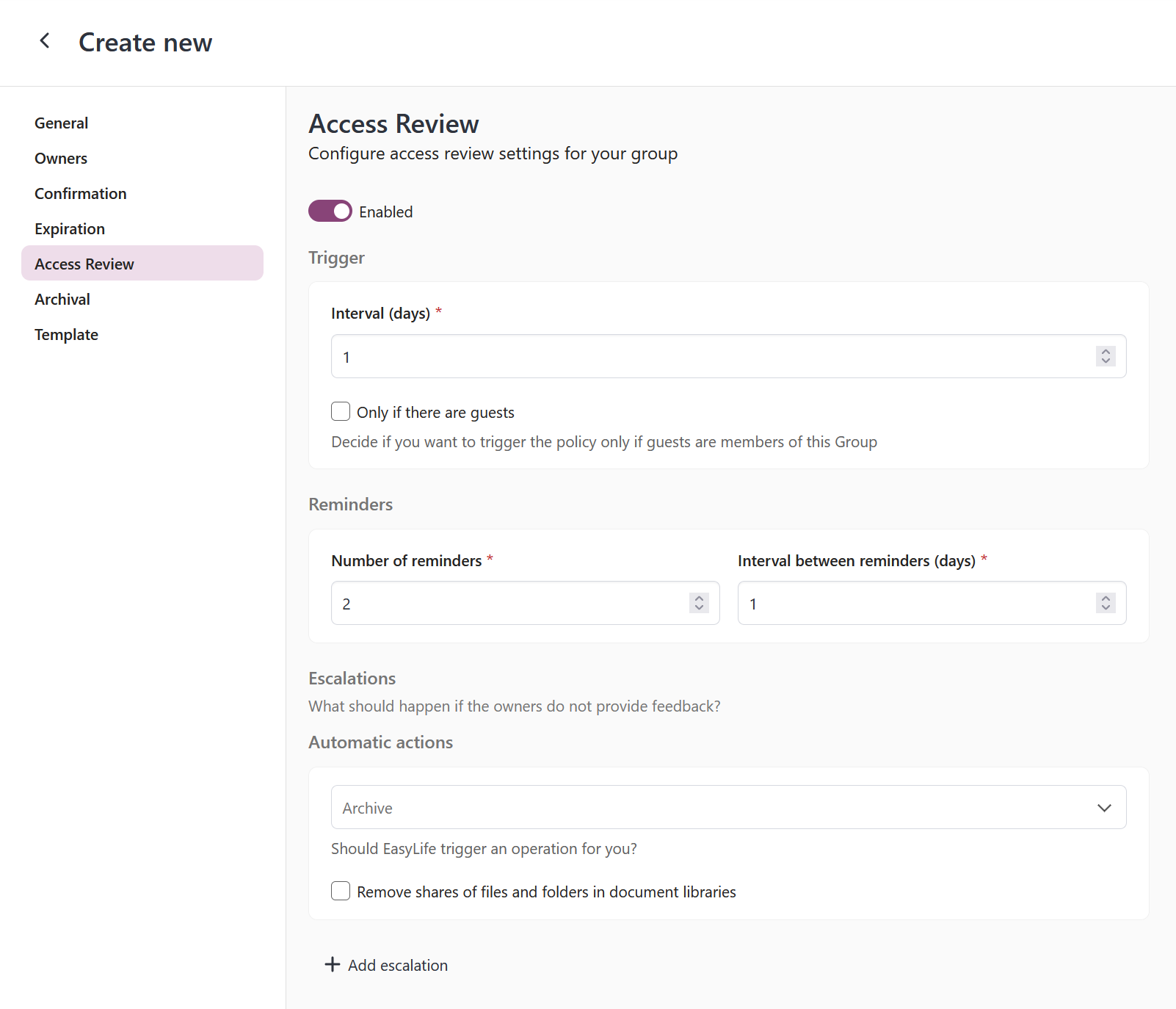 Learning Team Access Review Policy