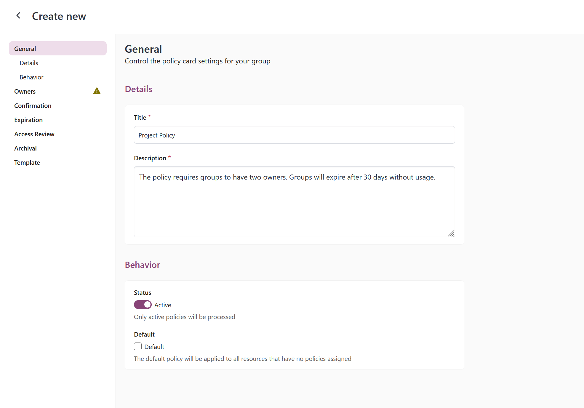project teams policy