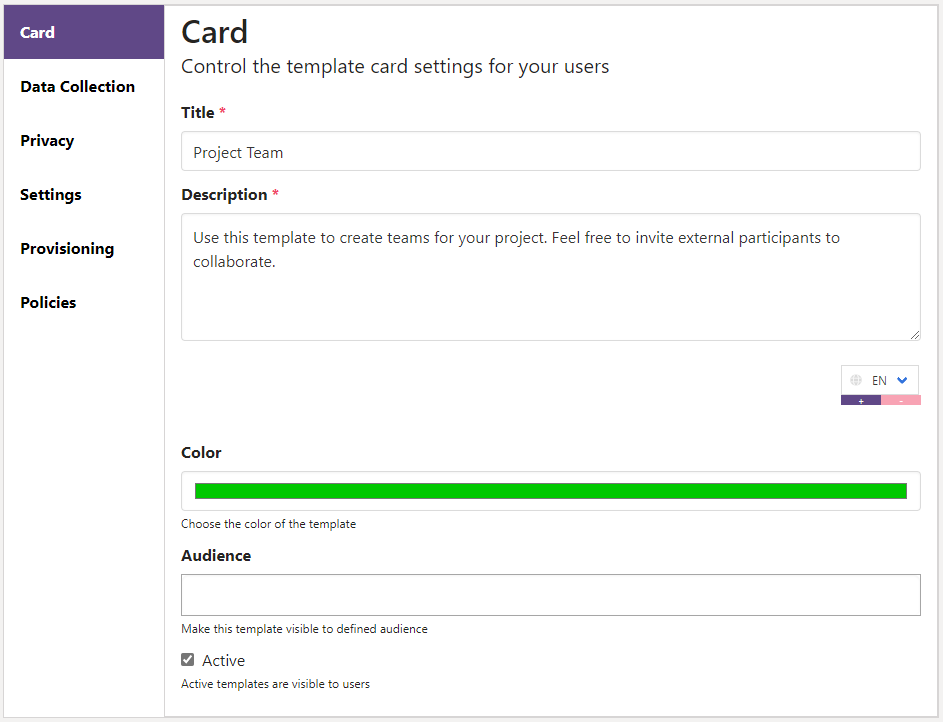 project teams template card