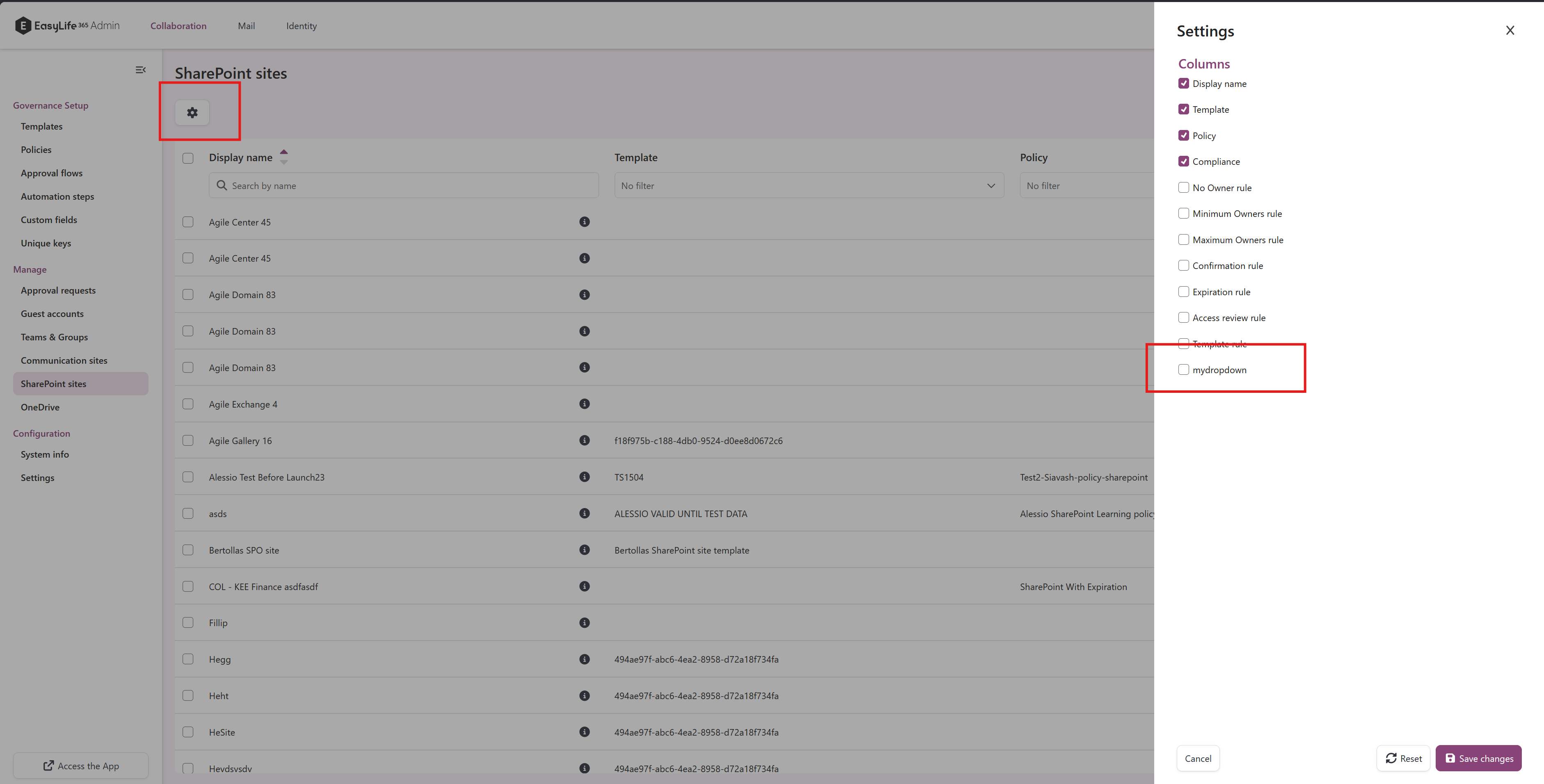 Manage overview advanced filter